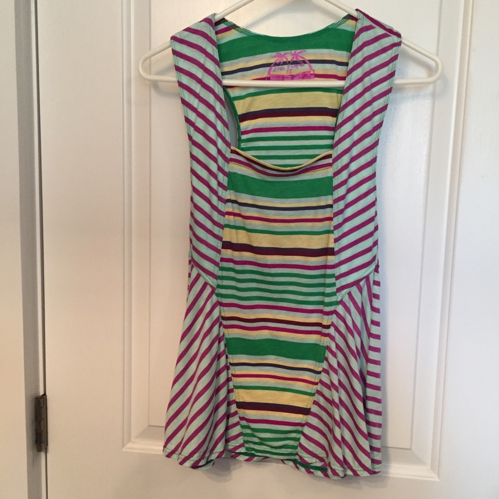FREE PEOPLE TOP TANK SLEEVELESS BLUE PURPLE GREEN STRIPED Size XS